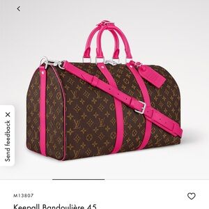 Keepall Bandoulière 45 Louis Vuitton Monogram Brown and Pink Travel Bag